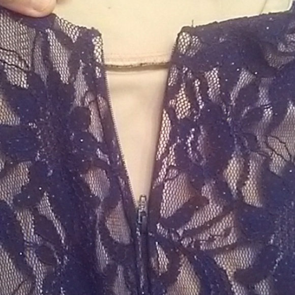 Jodi Kristopher Navy Blue Lace Formal Prom Dress - Picture 6 of 8